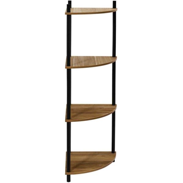 Etagère d'angle 4 niveaux en mdf imitation acacia - CMP-5332