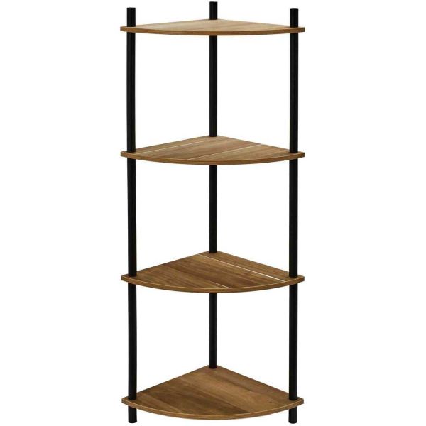 Etagère d'angle 4 niveaux en mdf imitation acacia