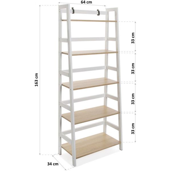 Etagère bibliothèque en bois 5 niveaux Rubi - VER-0484