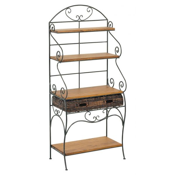 Etagère boulangère en métal et pin