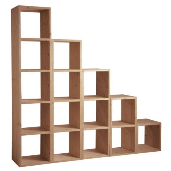 Etagère 4 cases en épicéa ciré miel - 295
