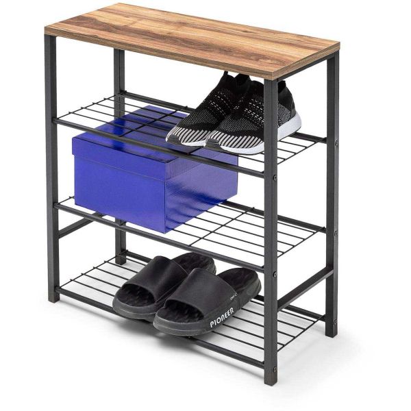 Etagère à chaussures en aggloméré et métal Gaby - HANAH HOME
