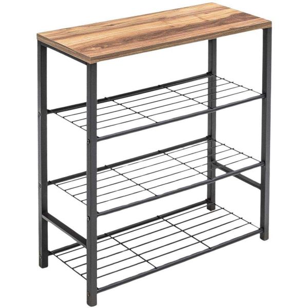 Etagère à chaussures en aggloméré et métal Gaby