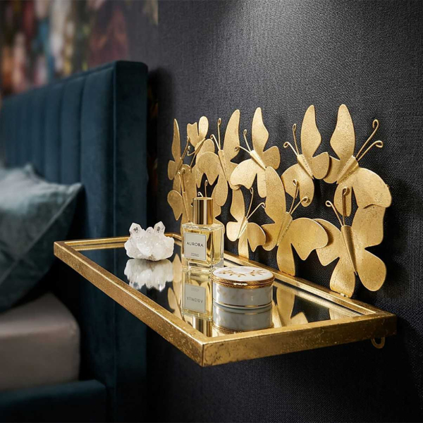 Etagère chevet en métal doré Butterfly 43 x 19.2 x 16.5 cm (Lot de 2) - MAURO FERRETTI