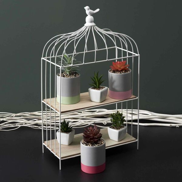 Etagère décorative cage à oiseau en métal 31 x 15 x 51 cm - THE HOME DECO FACTORY