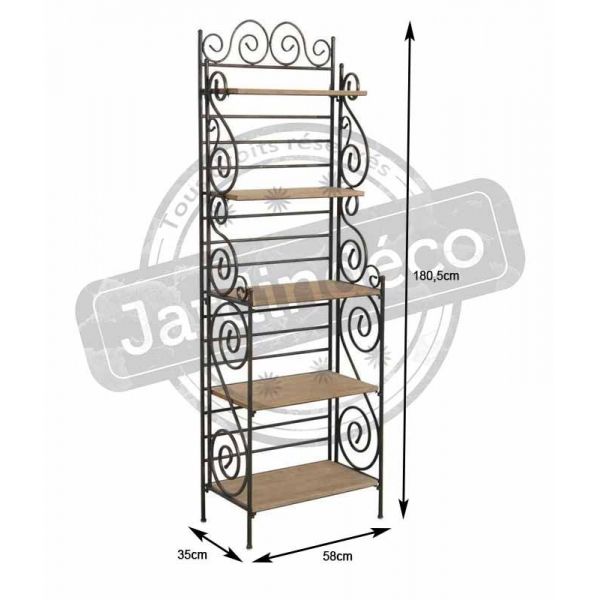 Etagere Fer Forge Bois Spirales Jardindeco