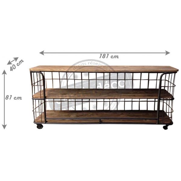 Etagère industrielle sur roulettes 3 plateaux - ANTIC LINE CRéATIONS