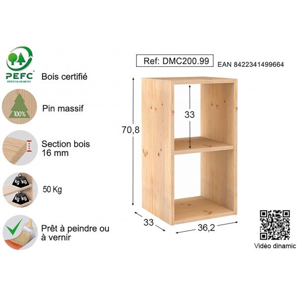 Étagère modulaire en pin massif Dinamic - AST-0196