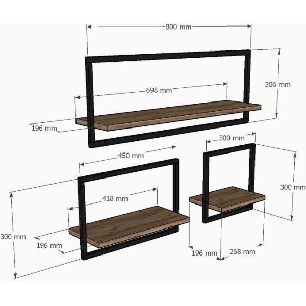 Etagère murale en aggloméré Yeso (Lot de 3) - ASI-0464