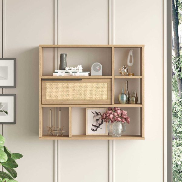 Etagère murale en aggloméré et effet cannage Only - HANAH HOME
