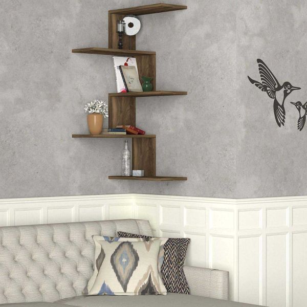 Etagère murale d'angle en aggloméré Caniko - HANAH HOME