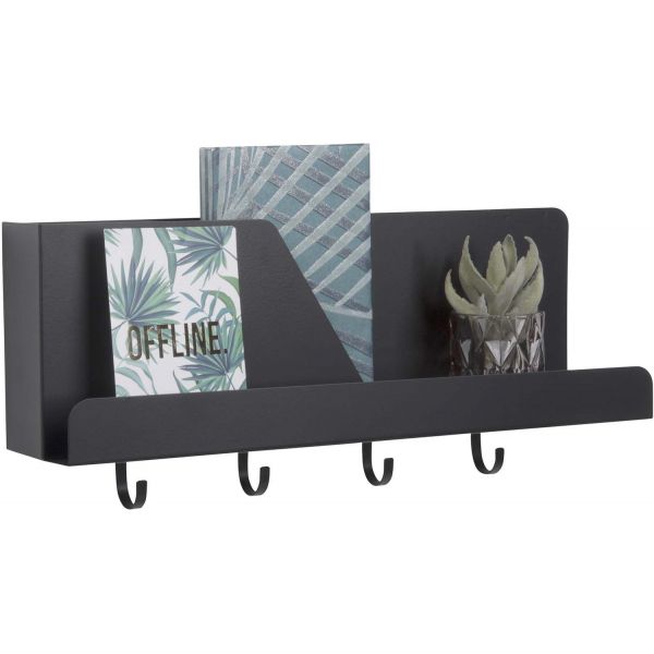 Etagere Murale En Metal 4 Crochets Perky Noir
