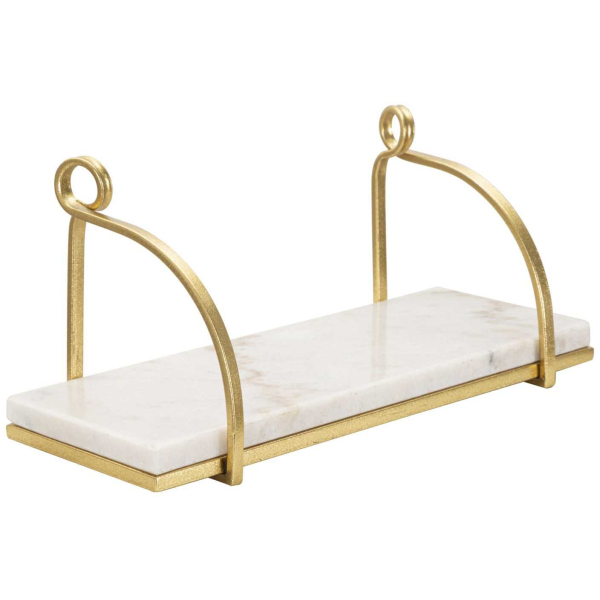 Etagère murale en métal doré et marbre Marble 40 x 16 x 18 cm