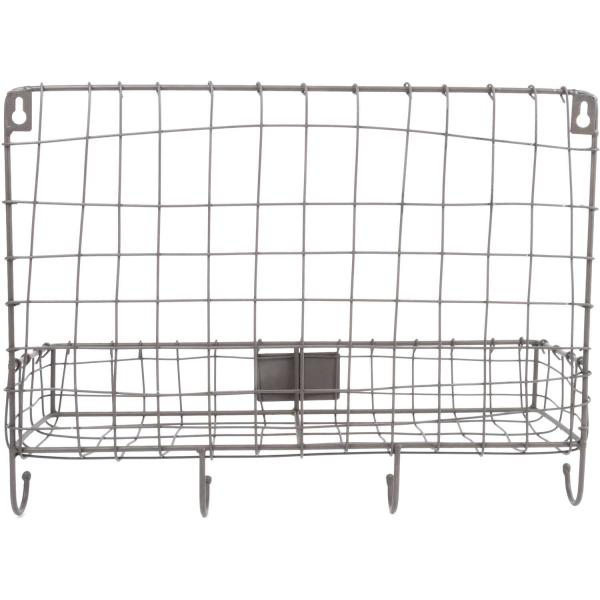 Etagère murale en métal filaire 39.3 x 13.3 x 28.6 cm Panier - ESS-1955