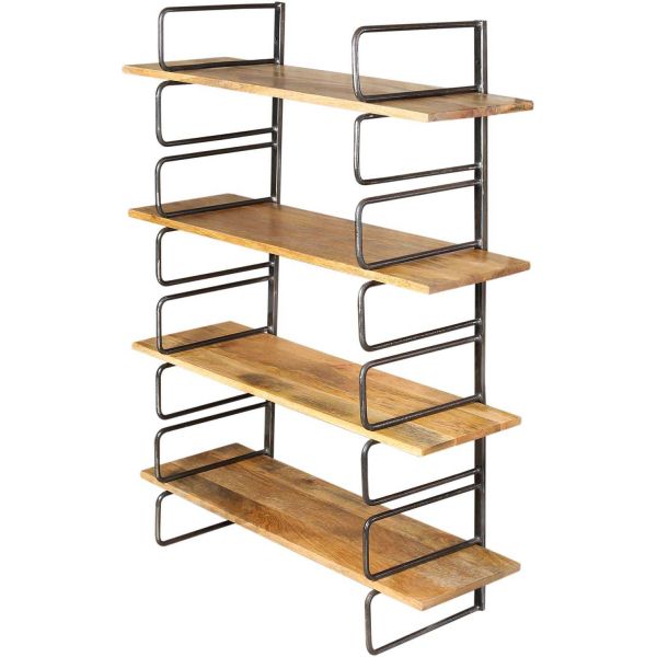 Etagère murale modulable en fer et manguier - ANT-0581