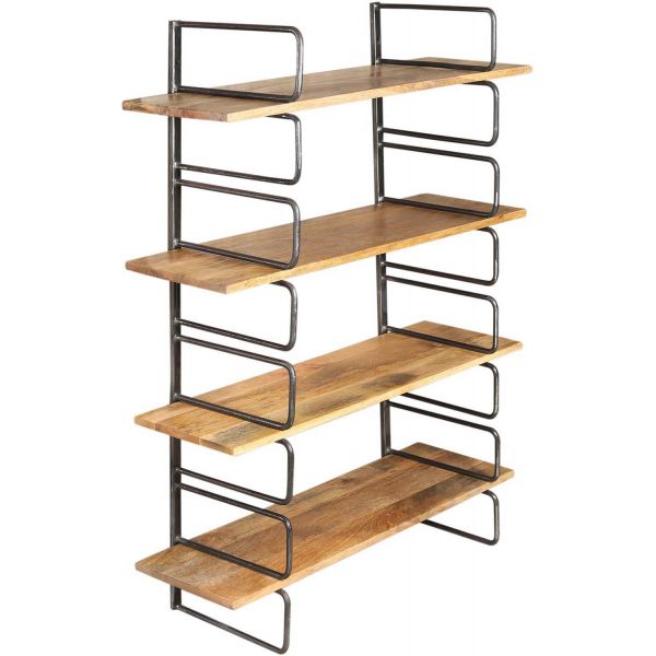 Etagère murale modulable en fer et manguier