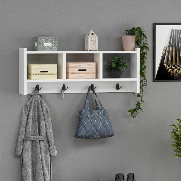 Etagère murale avec niches et patères Star - HANAH HOME