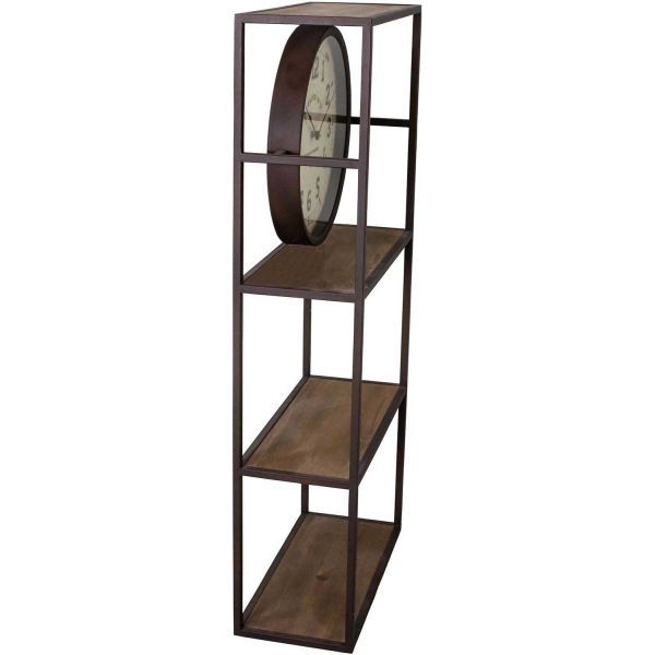 Etagère murale avec pendule en fer et bois 45 x 20 x 100.5 cm - ANT-0852