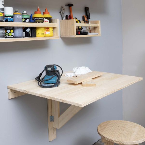 Etagère murale pliable en pin massif - 61,97