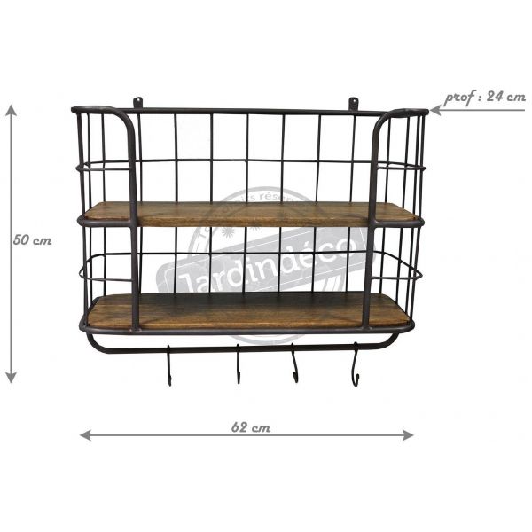 Etagère murale avec porte manteaux - ANTIC LINE CRéATIONS