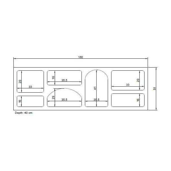 Etagère avec niches Lorin 160 x 38 x 51 cm - HANAH HOME