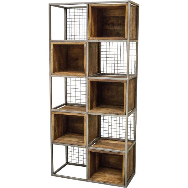 Étagère 5 niches en bois de manguier et grillagé