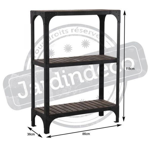 Étagère 3 niveaux en bois et métal Loft - AUBRY GASPARD