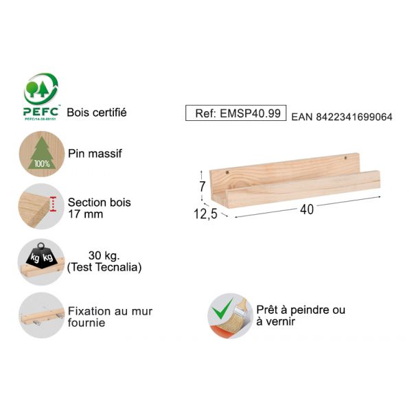 Étagère en pin Kit Line - AST-0189