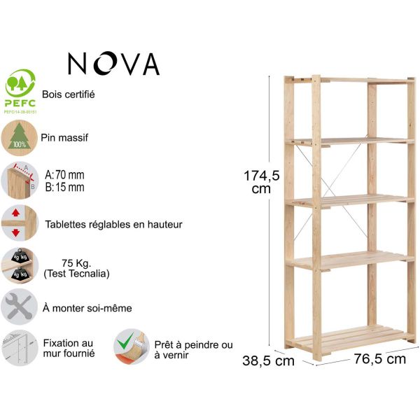 Etagère en pin massif Nova - AST-0230