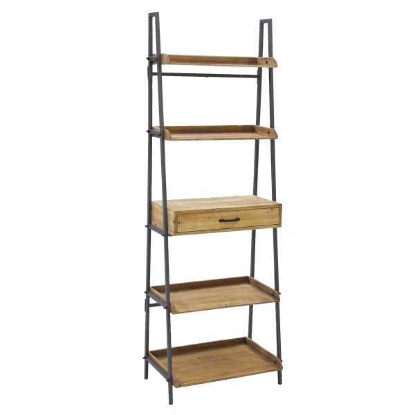 Etagère en pin et métal 1 tiroir