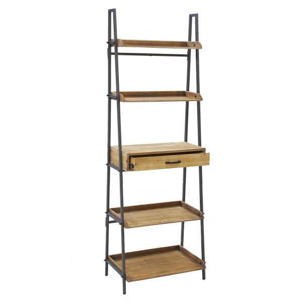 Etagère en pin et métal 1 tiroir - AUB-4562