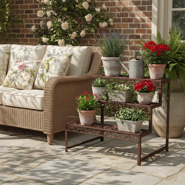 Etagère à plantes en métal patiné Arabesque - ESSCHERTS GARDEN