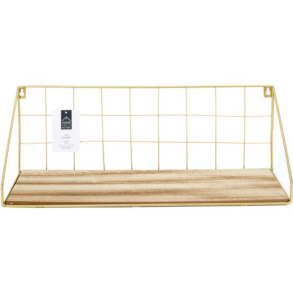Etagère rectangulaire dorée 15 x 15 x 44 cm - 10,90