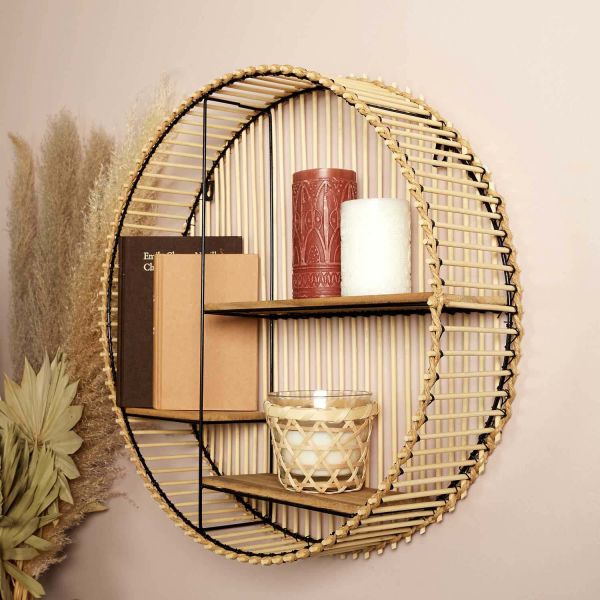 Etagère ronde en métal et MDF Java - 49,90