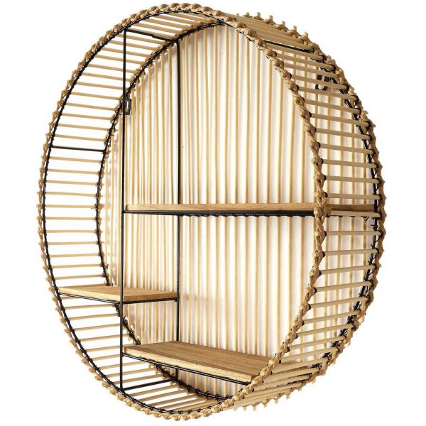 Etagère ronde en métal et MDF Java