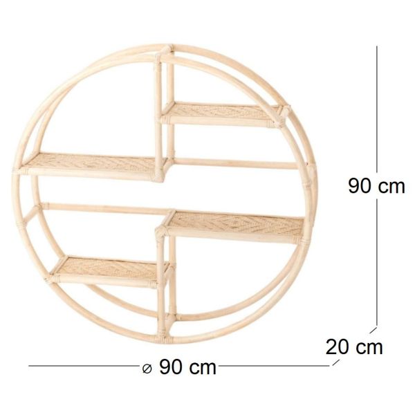 Etagère ronde en rotin et bambou - 69,90