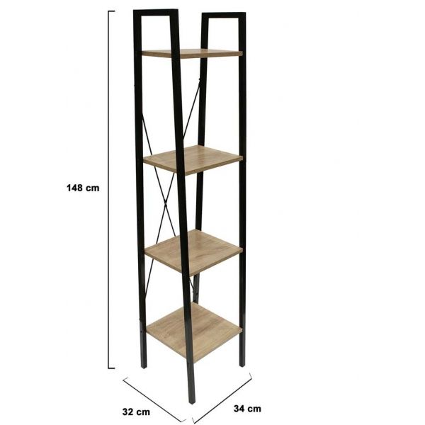 Etagère 4 tablettes en bois et métal Savannah - CMP-1408