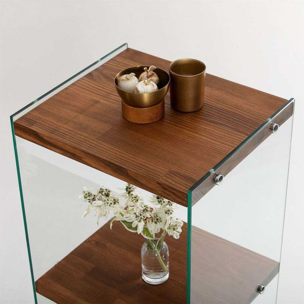 Etagère en verre et bois brut Aqua - 5