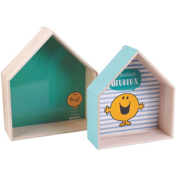 Etagères en bois maison Monsieur Madame (Lot de 2)