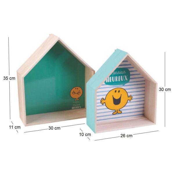 Etagères en bois maison Monsieur Madame (Lot de 2) - 5