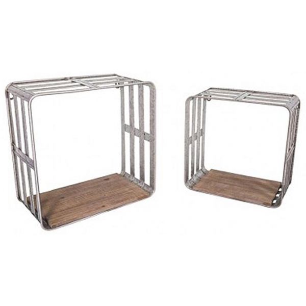 Etagères cagettes fer et bois (Lot de 2)