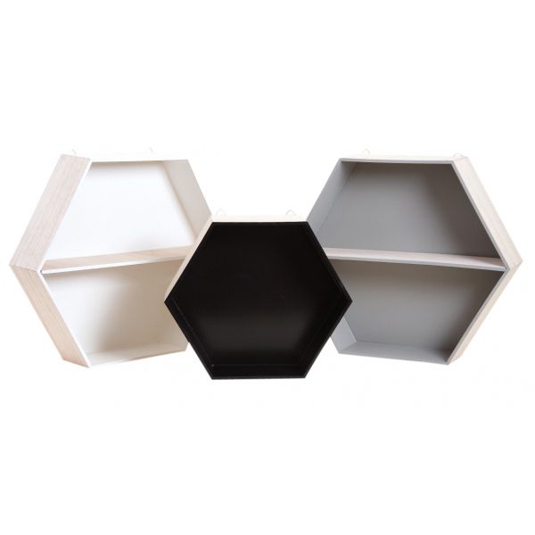 Etagères hexagonales en bois (Lot de 6) - 139