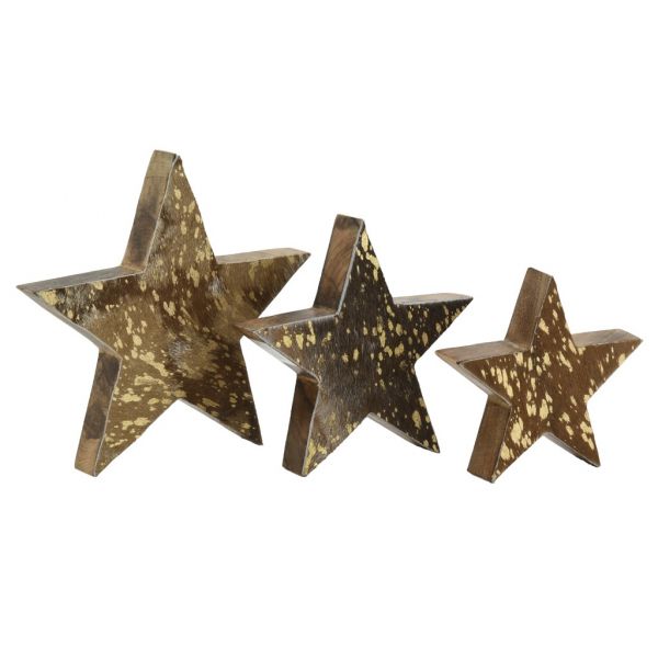 Étoiles à poser en bois et peau de vache