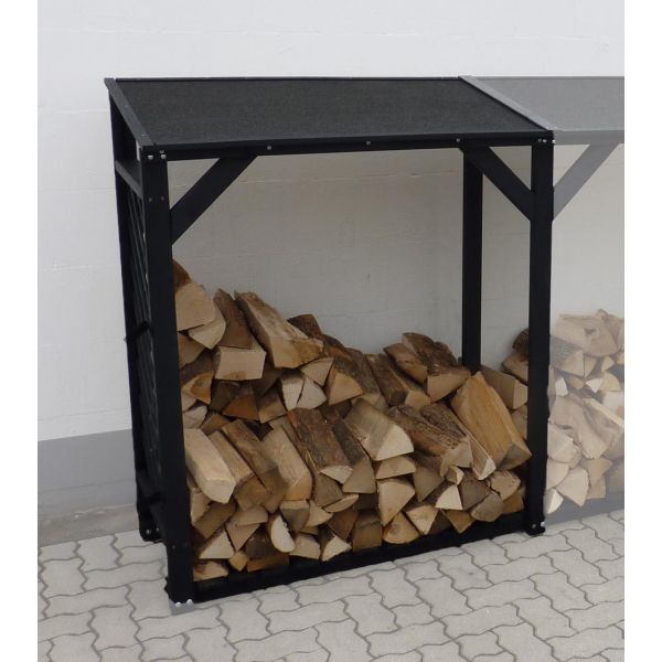 Extension bûcher treillis en bois Black edition - IDEANATURE