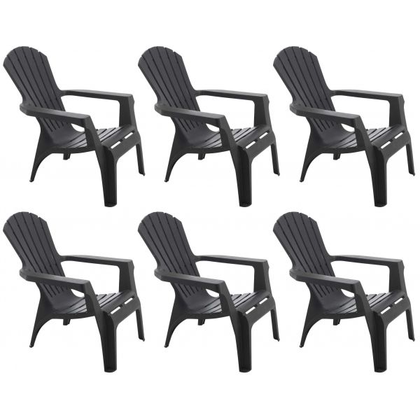 Fauteuil Adirondack en résine polypropylène (Lot de 6)