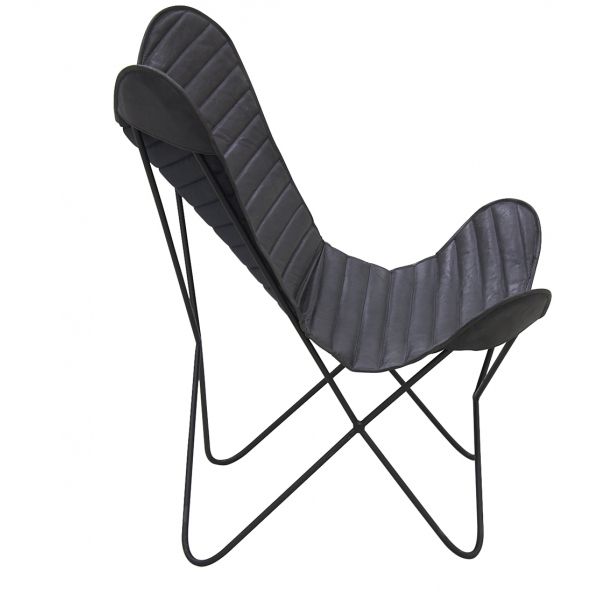 Fauteuil Butterfly en cuir noir - AUB-5000