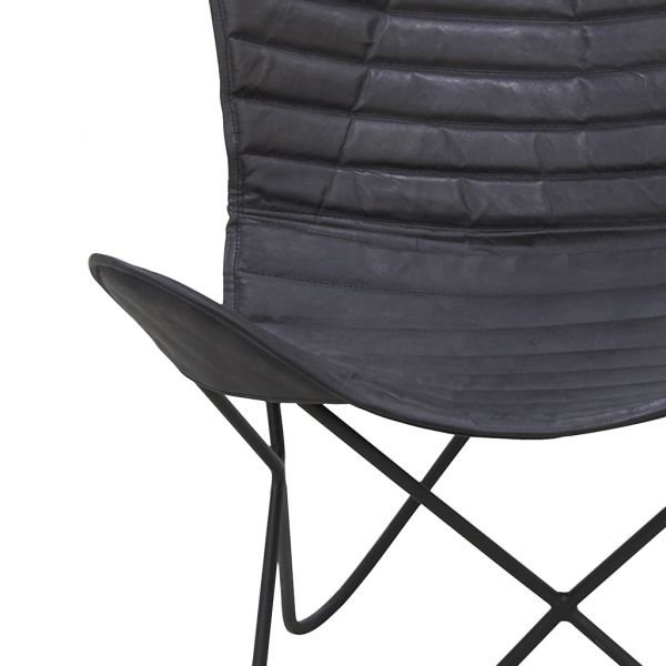 Fauteuil Butterfly en cuir noir - 5