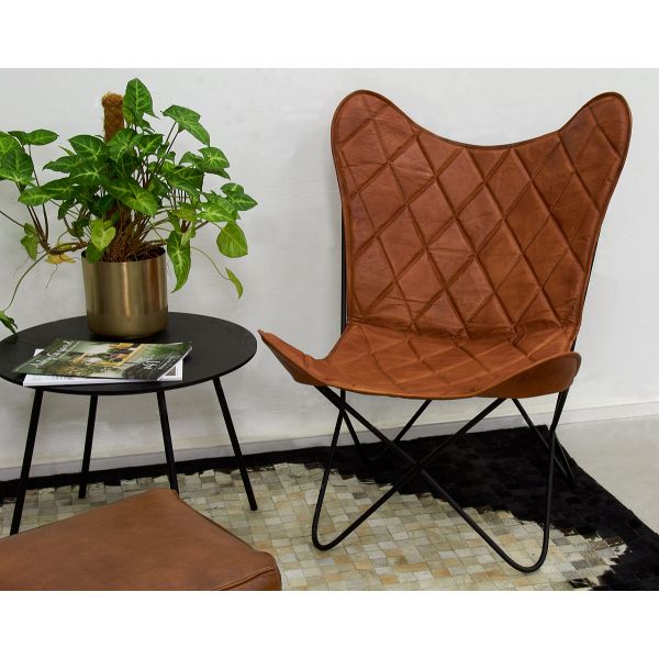 Fauteuil Butterfly en cuir - AUBRY GASPARD