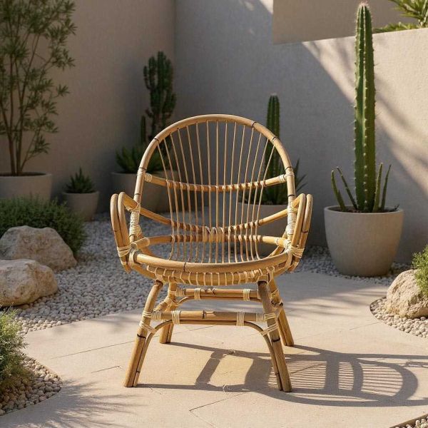 Fauteuil Coquille en manau Jakarta - AUBRY GASPARD