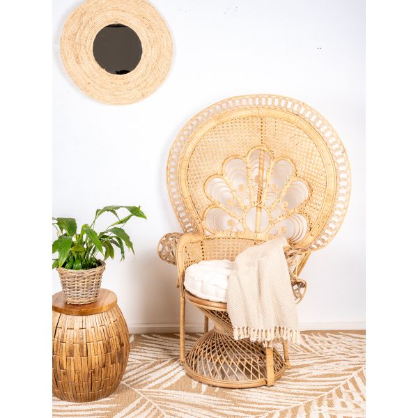 Fauteuil Emmanuelle en rotin teinté marron - AUBRY GASPARD